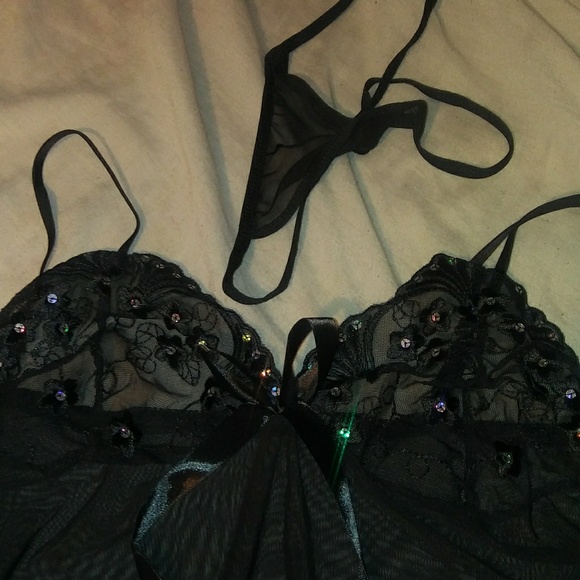 Rhinestone Black Lingerie - Picture 4 of 8